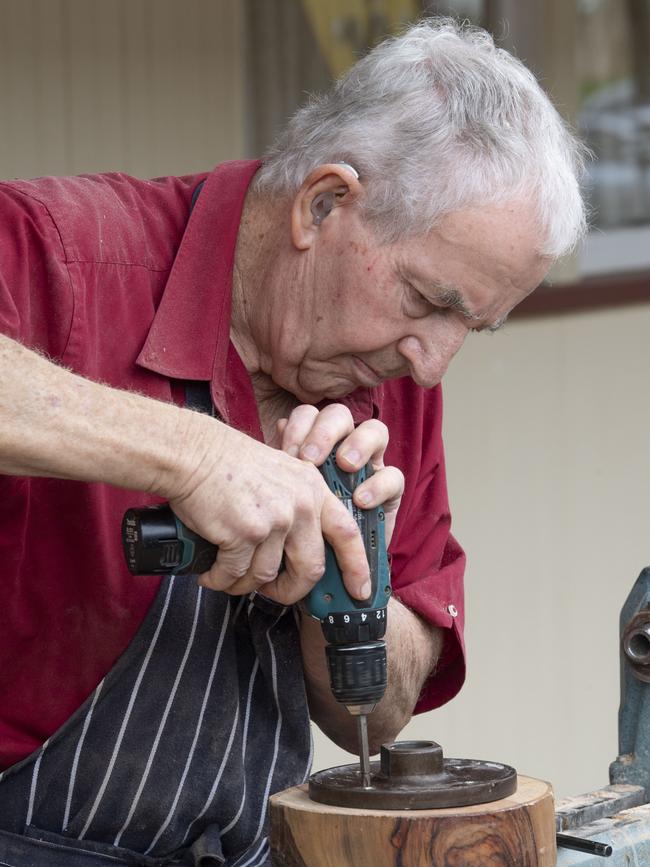 Toowoomba and District Woodcrafters member George Chittenden at the Toowoomba Royal Show. Saturday, March 26, 2022. Picture: Nev Madsen.