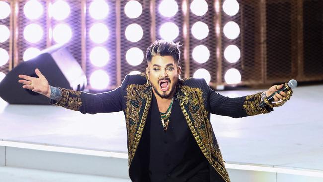 Queen + Adam Lambert performs on stage during the Platinum Party at Buckingham Palace. Picture: AFP