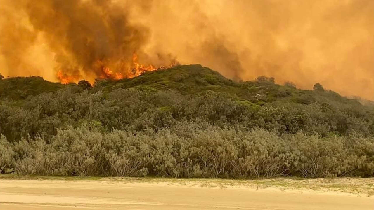 Bushfires on Fraser Island near Cathedral. Picture: Samantha Macklin