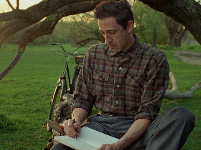 Adrien Brody in a scene from the movie The Brutalist.