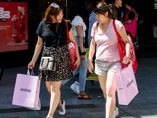 Boxing Day shoppers in the Rundle Mall, Adelaide, Saturday, December 26, 2020. (The Advertiser/ Morgan Sette)