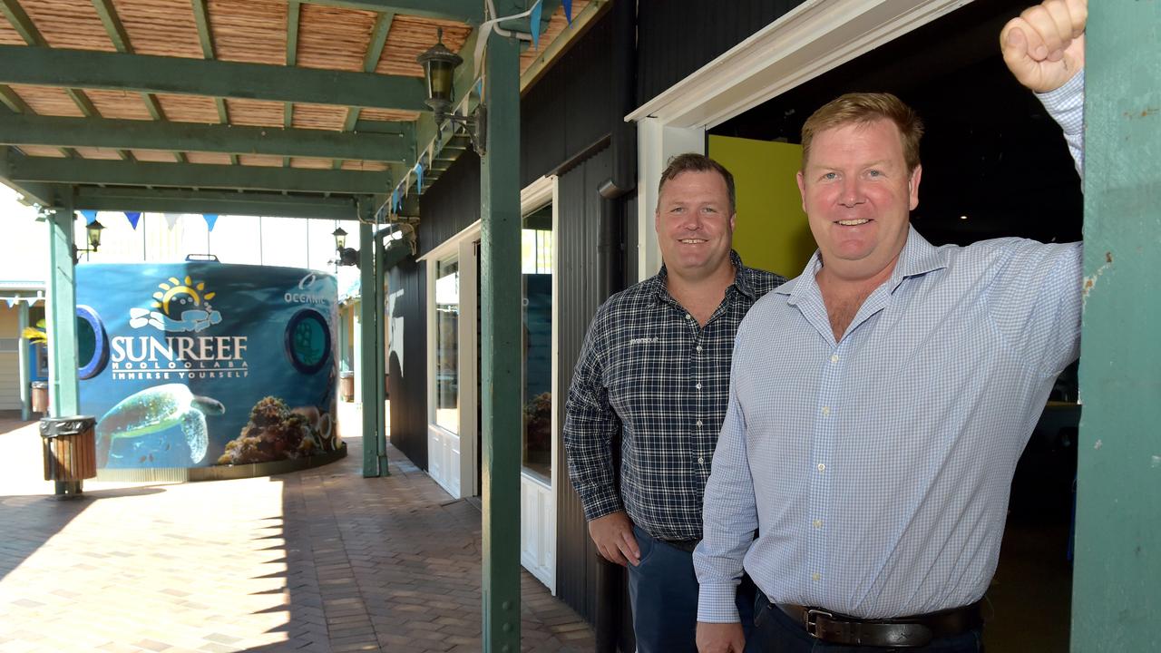 Dirk Long (right) and Matthew Evans pictured at the Wharf complex at Mooloolaba. Photo: Warren Lynam / Sunshine Coast Daily