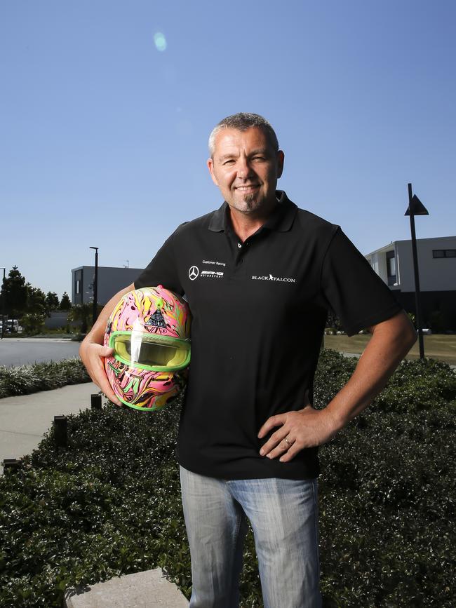 Antman Helmet Design owner Anthony Wolski has been painting helmets for the nation's top Supercar drivers since 2005. Picture: Mark Cranitch.