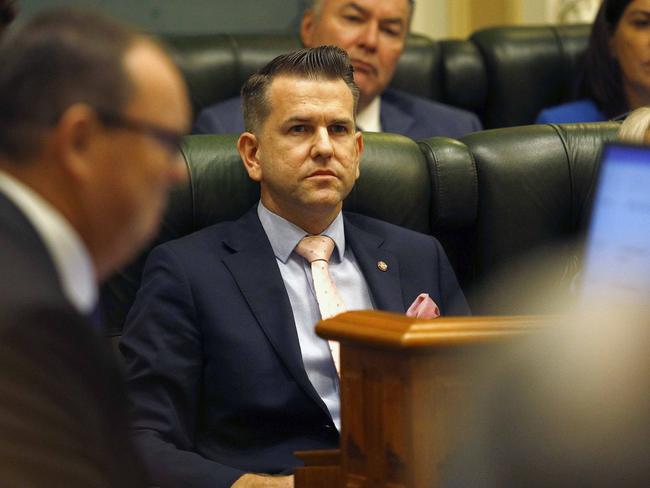 Jarrod Bleijie during his first question time as Deputy Opposition Leader. Picture: NCA NewsWire / Tertius Pickard