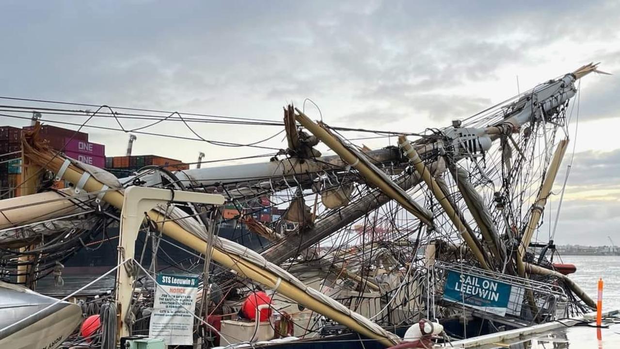 Iconic tall ship crushed by container vessel