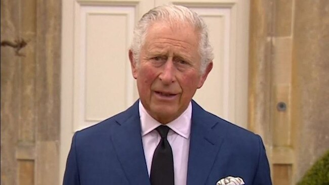 Prince Charles makes a statement about the death of his father, Prince Philip. Picture: Twitter