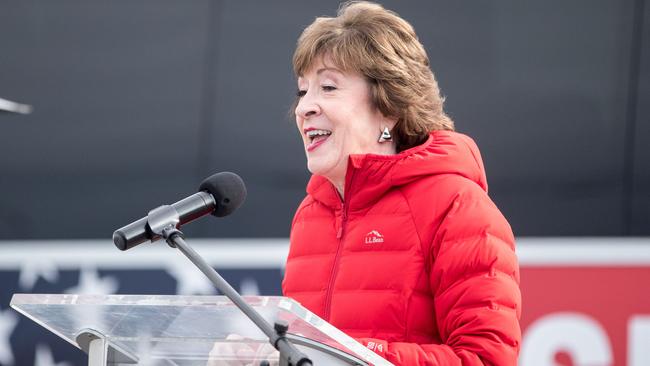 Senator Susan Collins announces that her competitor, Sara Gideon, called to concede on Thursday in Bangor, Maine. Picture: Getty Images/AFP