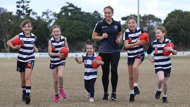 Alera Heyward is a nominee for the Gold Coast Woman of the Year. She's currently coordinating the AFL's local QuickKick program, aimed at empowering women over the age of 35 to play footy. She also coaches under 9's, plays seniors and is from a footy mad family. Picture Glenn Hampson