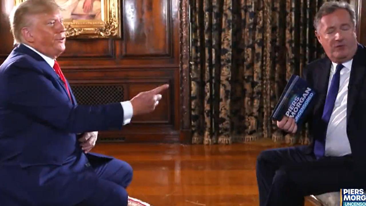 Former US President Donald Trump sat down for a new TV interview with Piers Morgan. Picture: Piers Morgan Uncensored