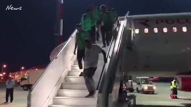 Saudi World Cup team plane catches fire