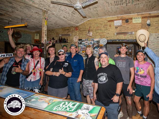 Day 3: Silverton to Bourke — The drinks go down very well after seven hours on the road. Photo: BOX RALLIES