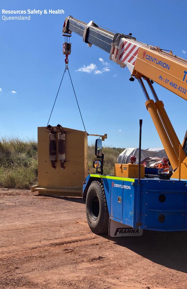 Resources Safety and Health Queensland officials are calling on Queensland coal mines to improve the way they operate articulated mobile cranes. Picture: RSHQ