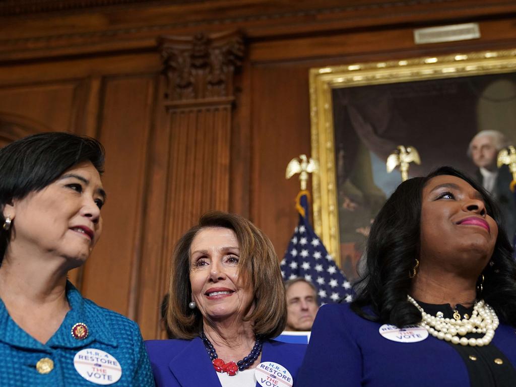 (L-R) House Democrats Judy Chu, Nancy Pelosi and Terri Sewell. Pic: AFP