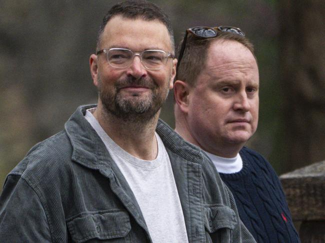 17/04/2025: Sydney Morning Herald editor Bevan Shields strolls towards Central Park in New York with Daniel Meers after leaving the apartment of former Australian prime minister Malcolm Turnbull. PIC: Eduardo Munoz