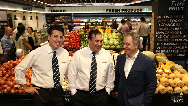 Anthony and Joseph Romeo with Metcash boss Ian Morrice in their Sydney supermarket. The one coming to Rundle Mall is based on this one.