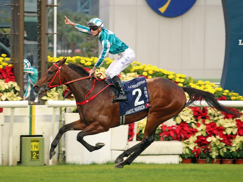 Romantic Warrior lands the 2022 LONGINES Hong Kong Cup in style under James McDonald. Picture: HKJC