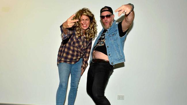 UNLEASH YOUR INNER BOGAN: Mix FM radio hosts Sami and Todd show off their best bogan outfits for the upcoming Give Me 5 For Kids fundraiser. Picture: John McCutcheon