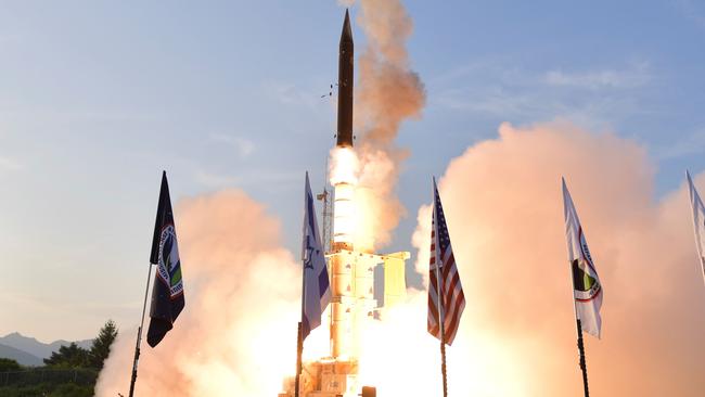 Australia will begin to spend billions of dollars on developing hypersonic anti-ballistic missiles, such as this one launched by Israel. Picture: Supplied