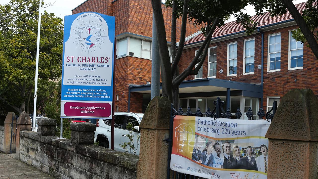 Signage at the St Charles' Catholic Primary School in Waverley. Picture: NCA NewsWire / Gaye Gerard