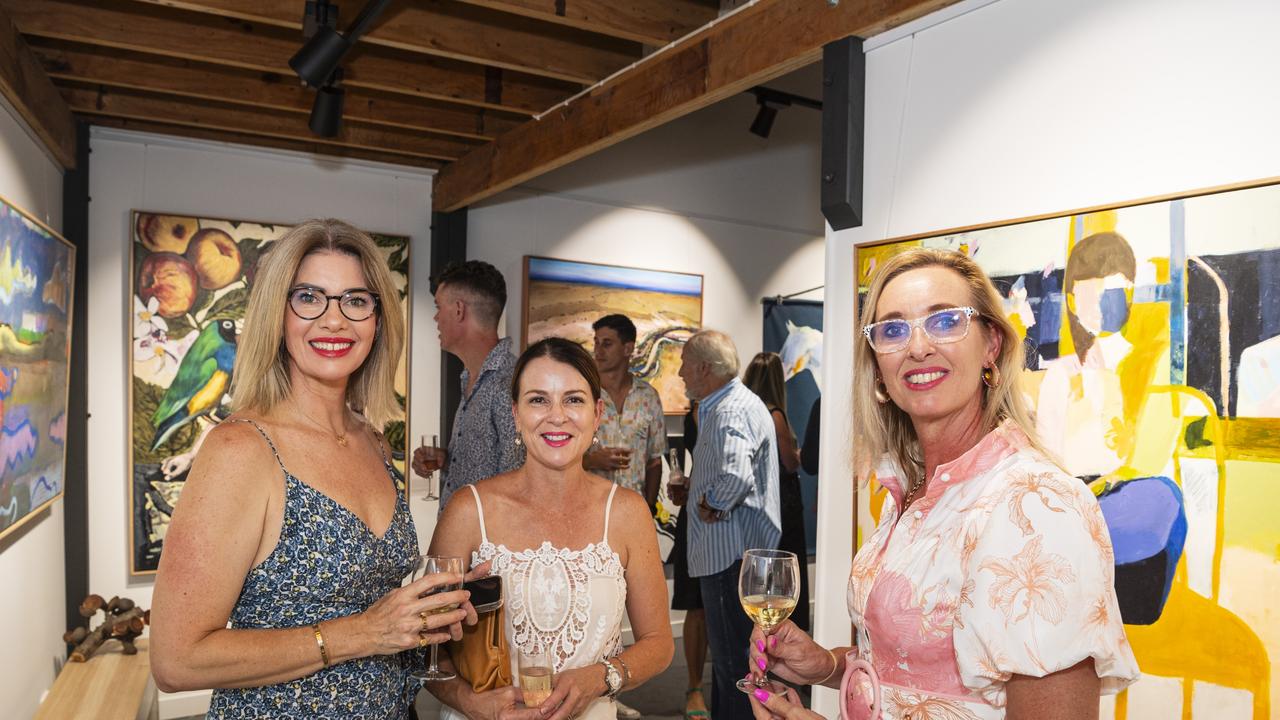 At The Toowoomba Gallery for The Next Big Thing art prize and exhibition are (from left) Amanda Thurbin, Angela Smith and Jacqui Cave, Friday, March 1, 2024. Picture: Kevin Farmer