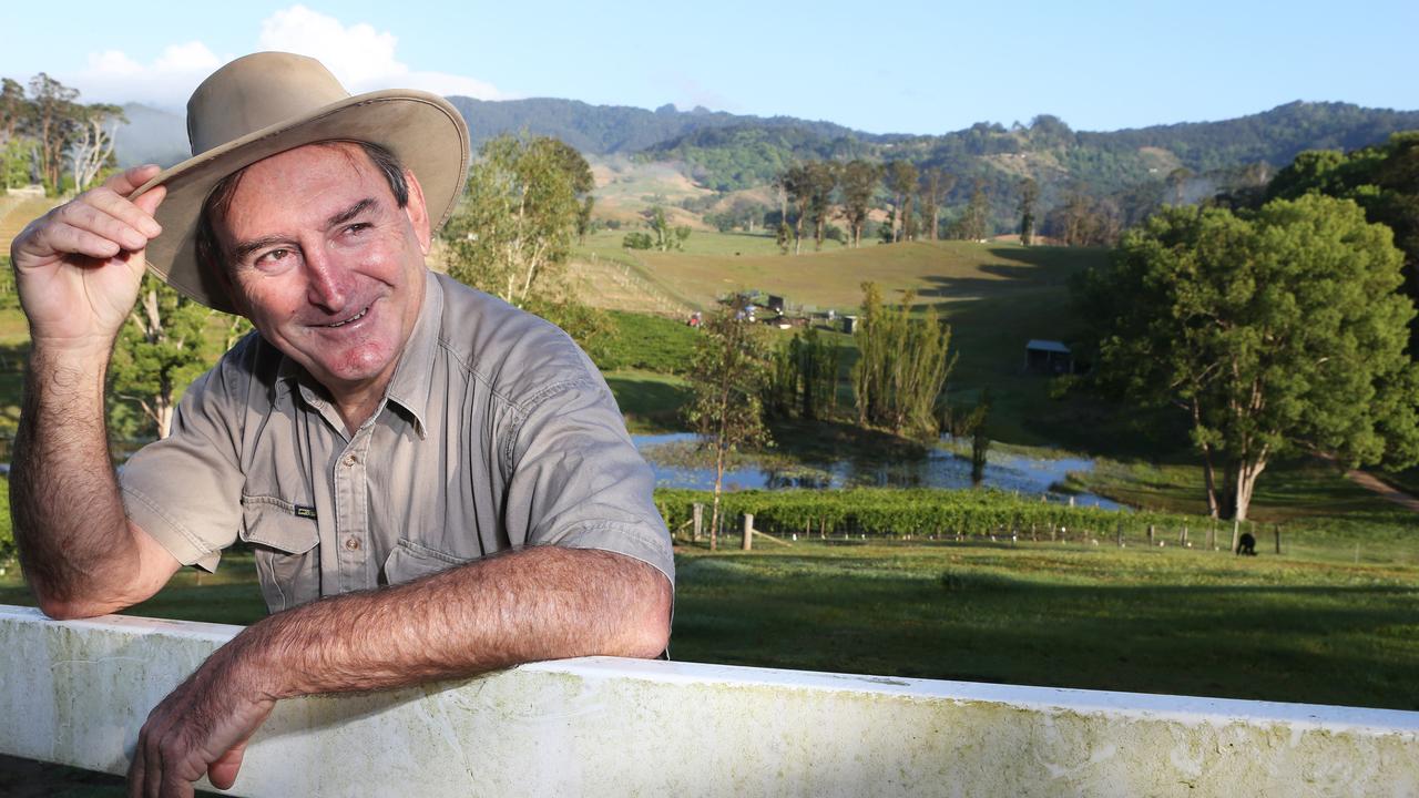 Former Queensland Airports boss Dennis Chant is swapping jet planes for a tractor at his Murwillumbah property as he starts his retirement today . Picture Glenn Hampson