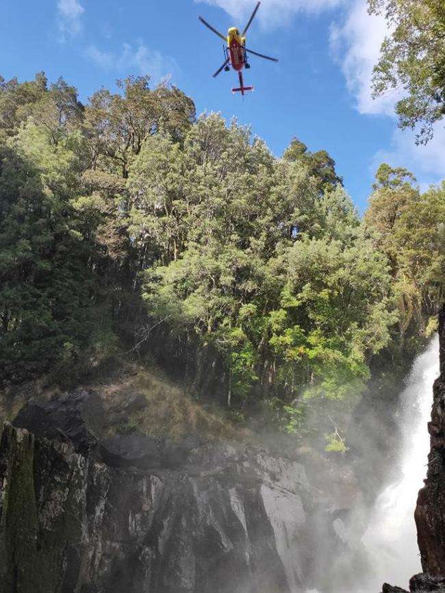 A Sydney woman has been flown to safety after falling three metres while walking along the Overland Track at Cradle Mountain. Picture: TASMANIA POLICE