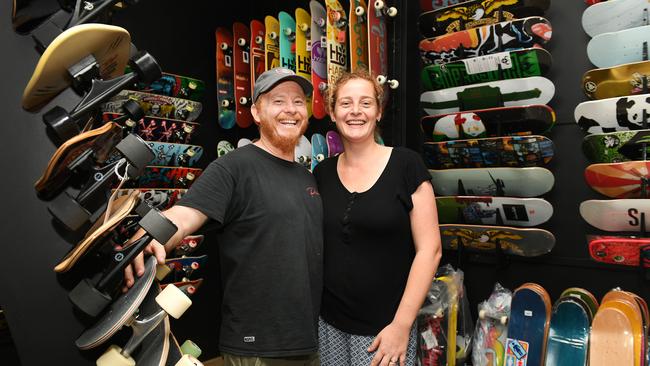 Cre8ive Sk8 Nick Wilson and Femke Wilson at their new Hammett Street location. Picture: Shae Beplate.