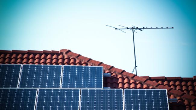 Rooftop solar panels.