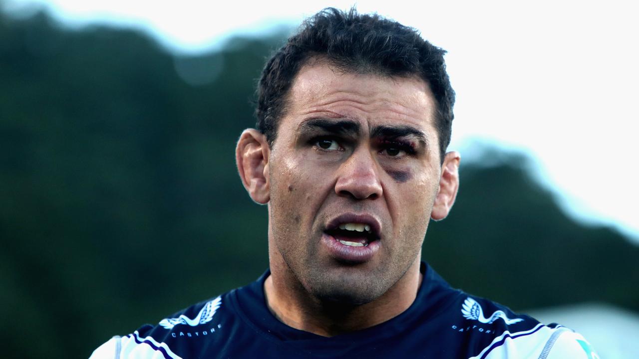 GOSFORD, AUSTRALIA - JUNE 13: Dale Finucane of the Storm receives the Michael Moore trophy after winning during the round 14 NRL match between the New Zealand Warriors and the Melbourne Storm at Central Coast Stadium, on June 13, 2021, in Gosford, Australia. (Photo by Ashley Feder/Getty Images)