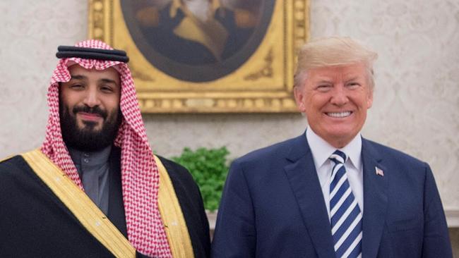 Former US President Donald Trump with Crown Prince Mohammed bin Salman Al Saud of Saudi Arabia in the Oval Office at the White House on March 20, 2018. Picture: Bandar Algaloud / Saudi Kingdom Council / Handout/Anadolu Agency/Getty Images)