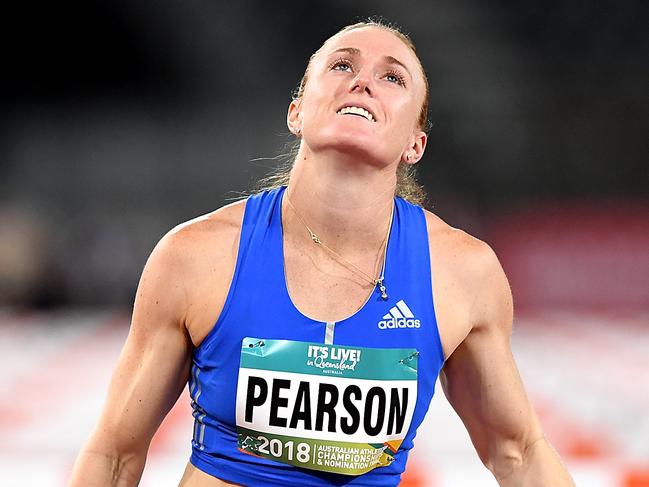 GOLD COAST, AUSTRALIA - FEBRUARY 17:  Sally Pearson wins the final of the Women's 100m hurdle event during the Australian Athletics Championships & Nomination Trials at Carrara Stadium on February 17, 2018 in Gold Coast, Australia.  (Photo by Bradley Kanaris/Getty Images)