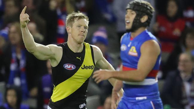 Jack Riewoldt kicked four goals including his 500th.