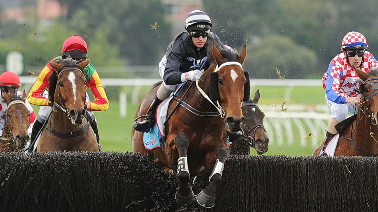 MELBOURNE, AUSTRALIA - MAY 31:  Brad McLean riding Cats Fun in Race 3, The Australian Steeplechase during Melbourne Racing at Sandown Lakeside on May 31, 2014 in Melbourne, Australia.  (Photo by Vince Caligiuri/Getty Images)