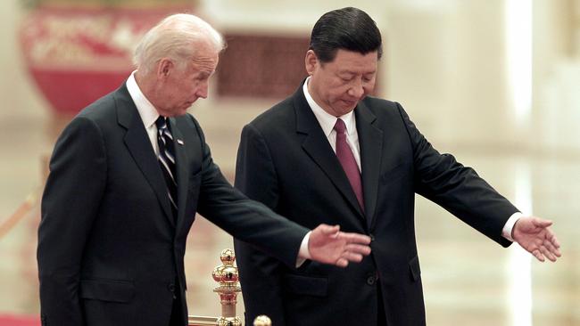 Joe Biden and Xi Jinping in China in 2011 when they were both vice-presidents. A US-led coalition of allies will be needed to check Beijing’s regional ambitions.