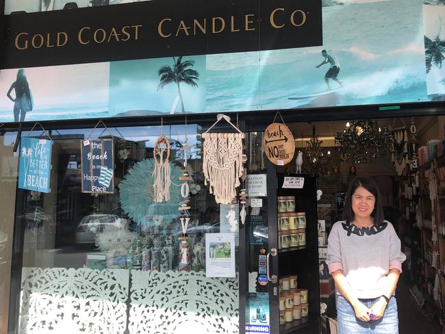 Gold Coast Candle Co Manager Isabelle Li outside the James St store.