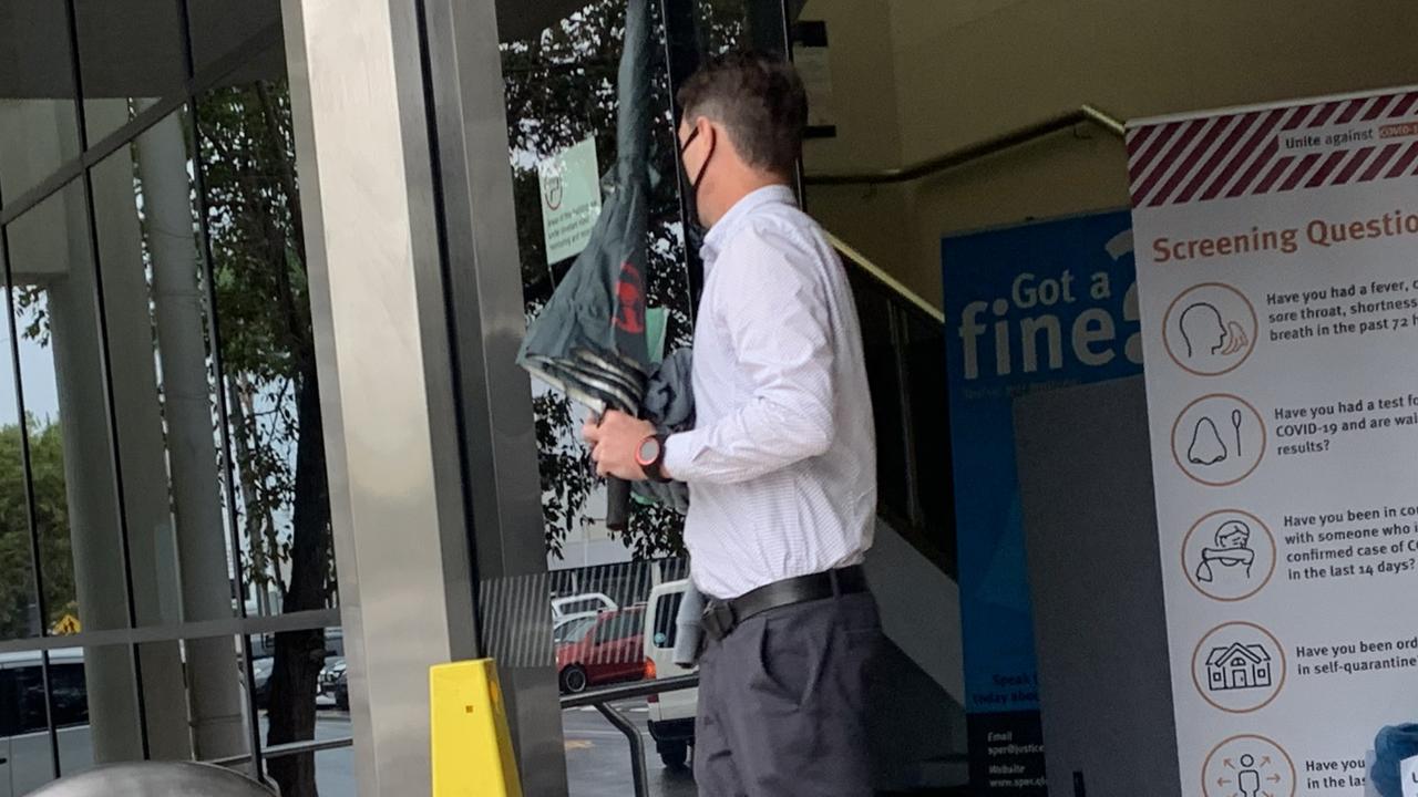 Mitchell Brock, 42, leaving Maroochydore Magistrate's Court after pleading guilty to assault occasioning bodily harm and failing to leave a licensed venue. Picture: Aisling Brennan