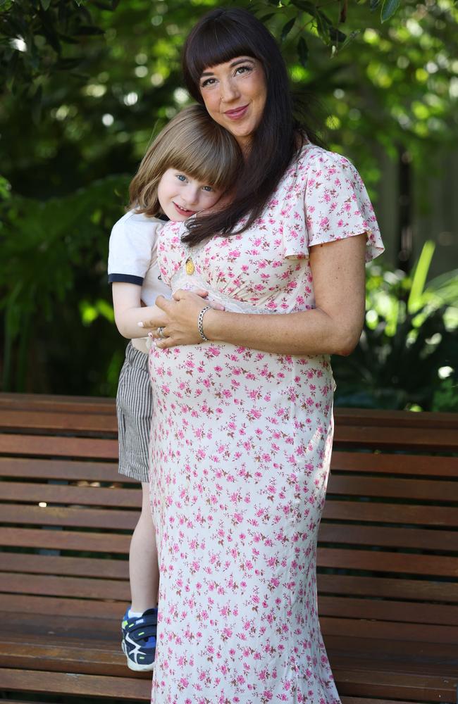 Stephanie Zeccola and son Finlay. The family is looking forward to a new arrival, their “little Super Girl” in March thanks to IVF. Picture: David Caird