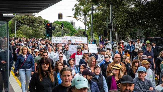 Protesters flocked to the city for the rally. Picture: NCA NewsWire/Sarah Matray