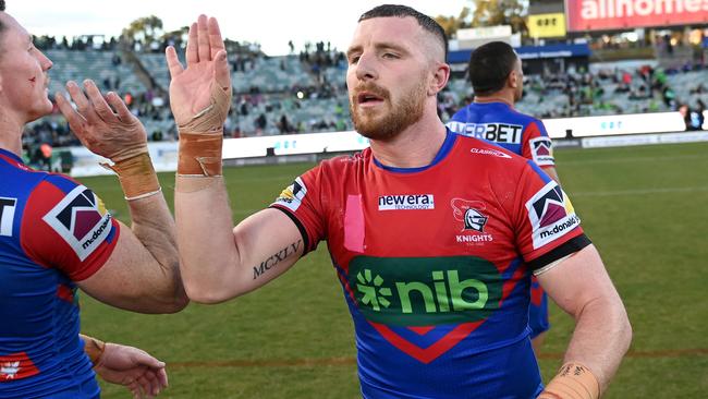 NRL 2023 RD22 CANBERRA RAIDERS V NEWCASTLE KNIGHTS - JACKSON HASTINGS TYSON GAMBLE