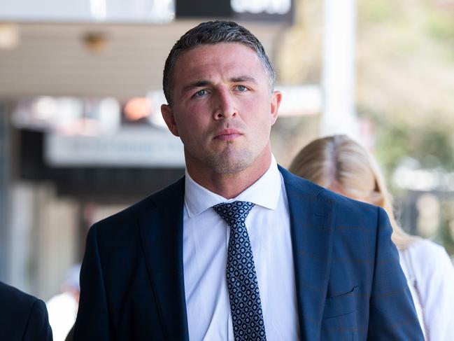 Sam Burgess outside court on Tuesday. Picture: NCA NewsWire/Bianca De Marchi