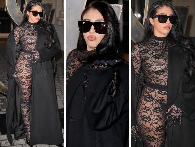 Lourdes Leon in a sheer black jumpsuit. Picture: Backgrid; Getty Images