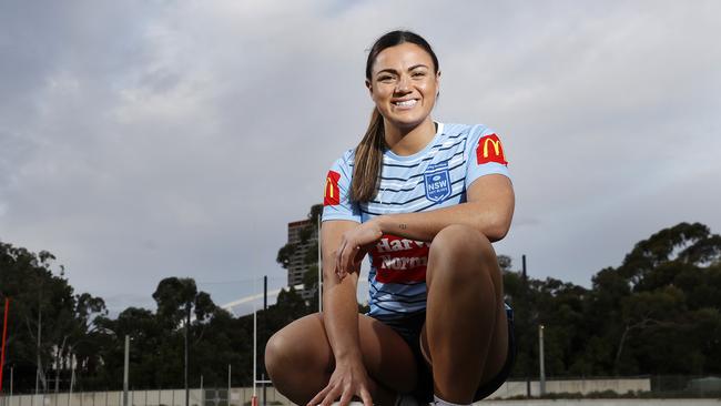 The NSW women's State of Origin team train at the NSWRL Centre of Excellence in Homebush ahead of their clash against Queensland next Friday night. Millie Boyle. Picture: Toby Zerna