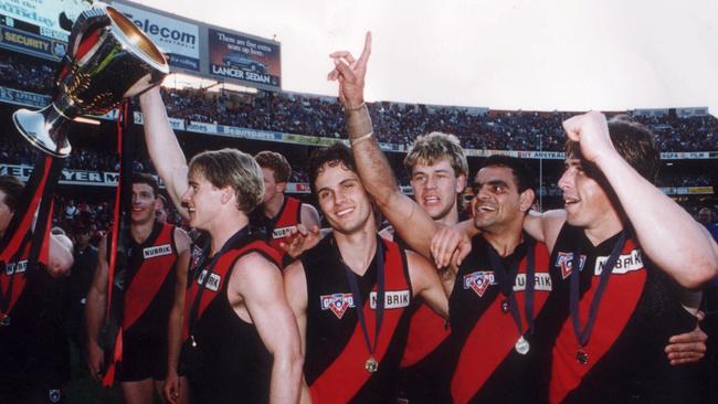 The ‘Baby Bombers’ celebrate a surprise premiership on the MCG in 1993.