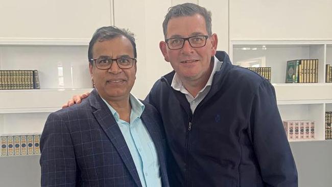 Nurul Khan, left, with Victorian Premier Daniel Andrews.