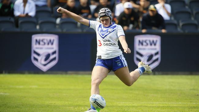 OliviaVaalelePicture: Warren Gannon Photography. NSWRL Junior Reps grand final, Lisa Fiaola Cup. Canterbury Bulldogs vs Wests Tigers at CommBank Stadium, 27 April 2024.