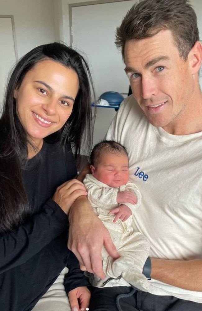 Indiana Putra, Jeremy Cameron and baby Macey. Picture: Instagram