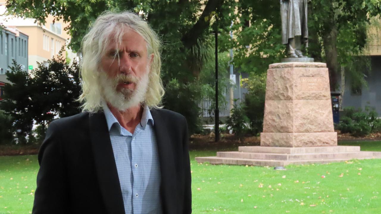 Independent MP Craig Garland speaks to the media on Parliament Lawns in Hobart on Thursday, March 6, 2025.