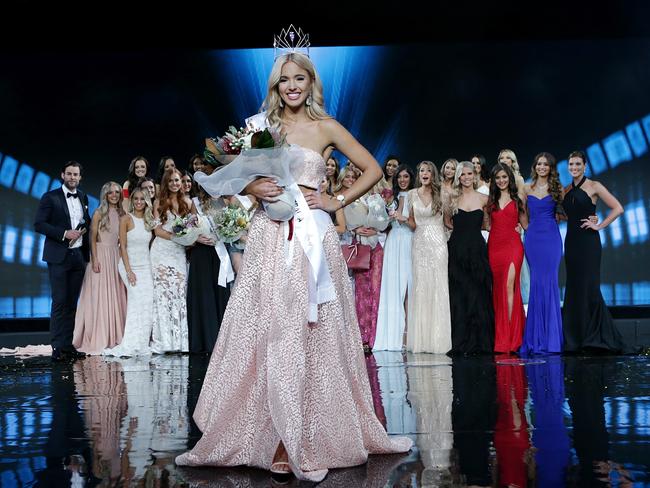 Olivia Rogers with her fellow contestants on stage. Picture: Julie Kiriacoudis