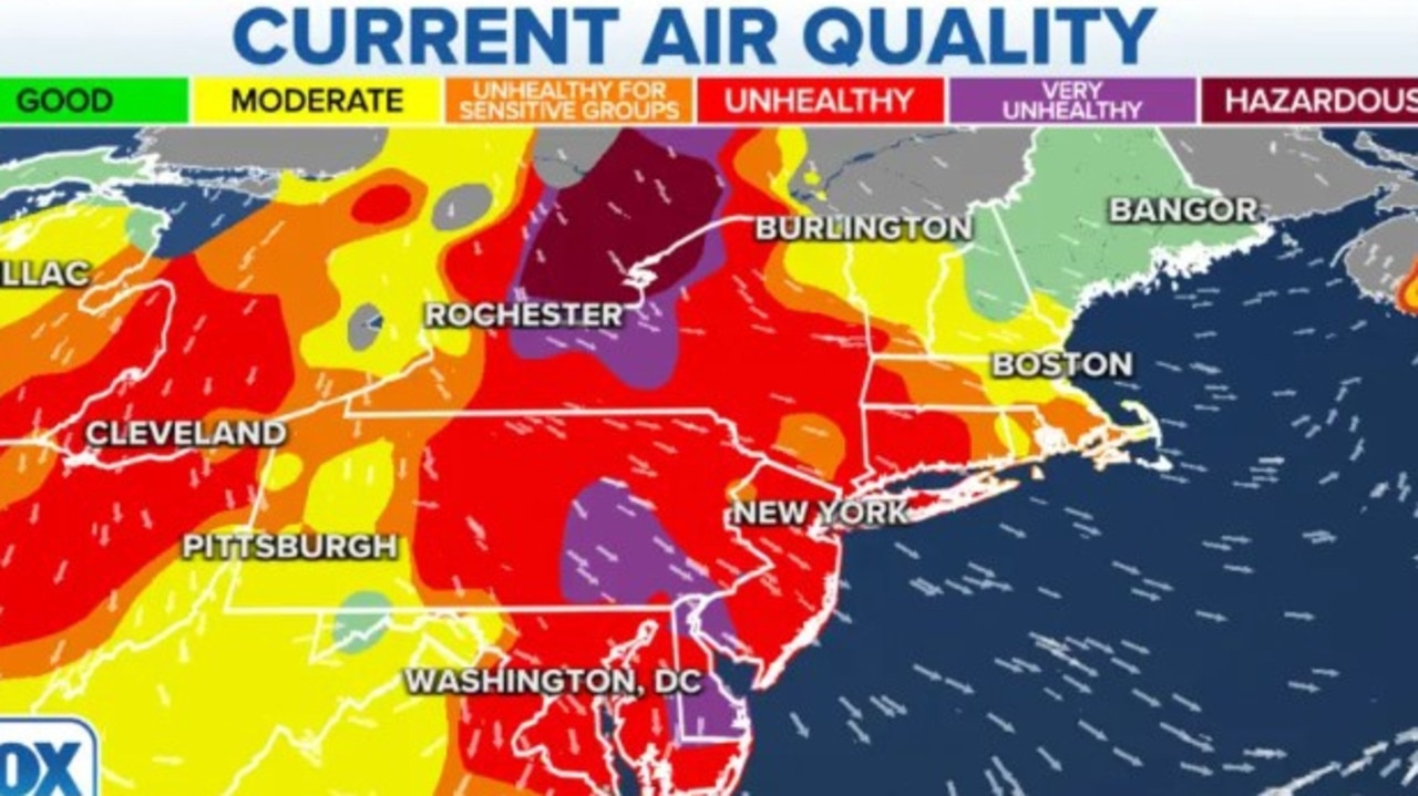 Air quality in New York is it unhealthy levels. Picture: Fox News Weather.