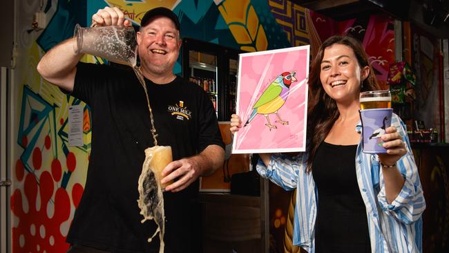 Stuart Brown and Elle Conway preparing for Saturday's Craft Beer Craft Fair at the One Mile Brewery. Picture: Pema Tamang Pakhrin